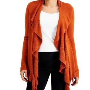 Karen Scott Vibrant Orange Knit Cardigan - small